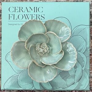 Chive Ceramic Flower Wall Art - teal/ blue